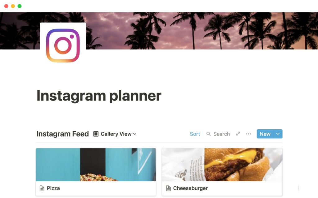 Instagram planner Notion Templates
