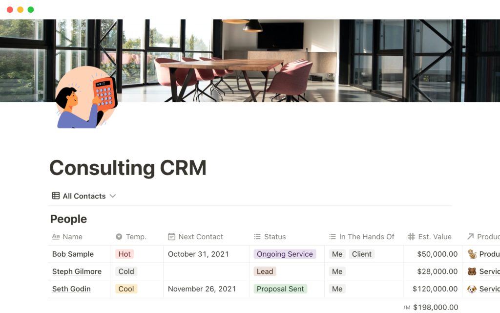 Consulting CRM Notion Templates