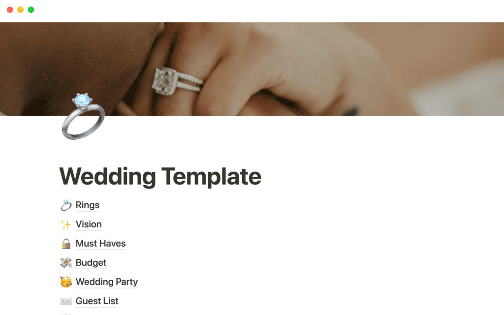 Wedding planner for Notion.so