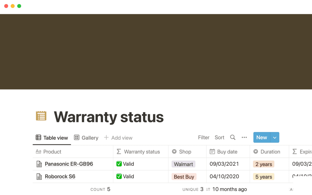 Warranty status for Notion.so