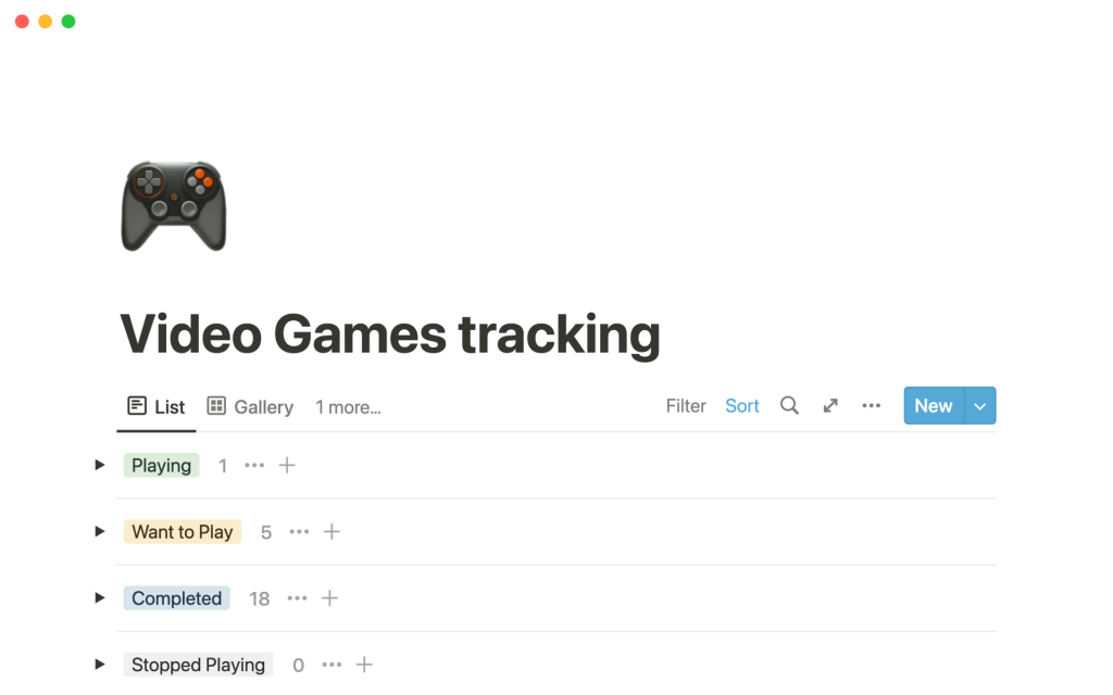 Video game tracker for Notion.so
