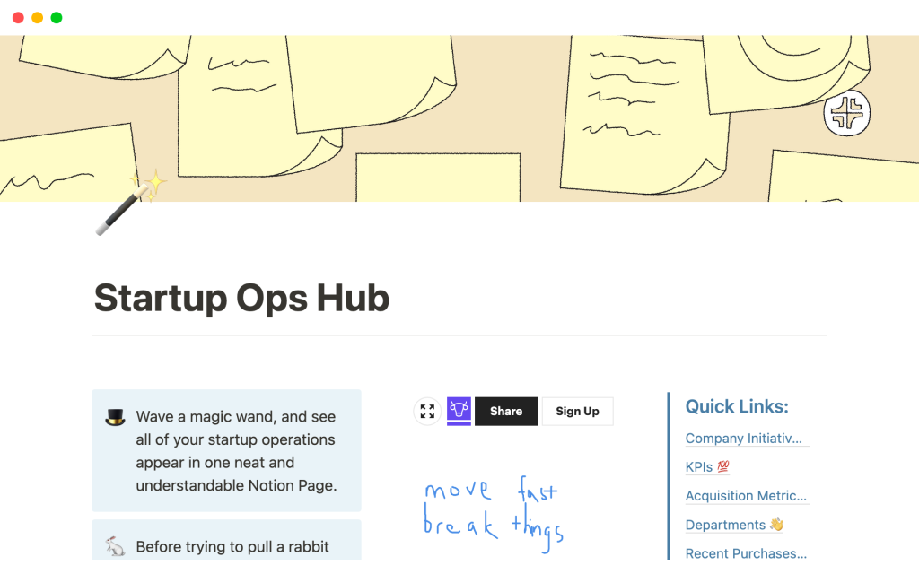 Free Startup Ops Hub for Notion