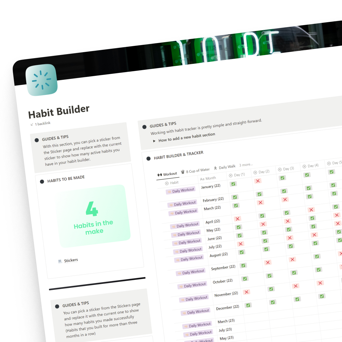 Notion Habit Builder & Tracker