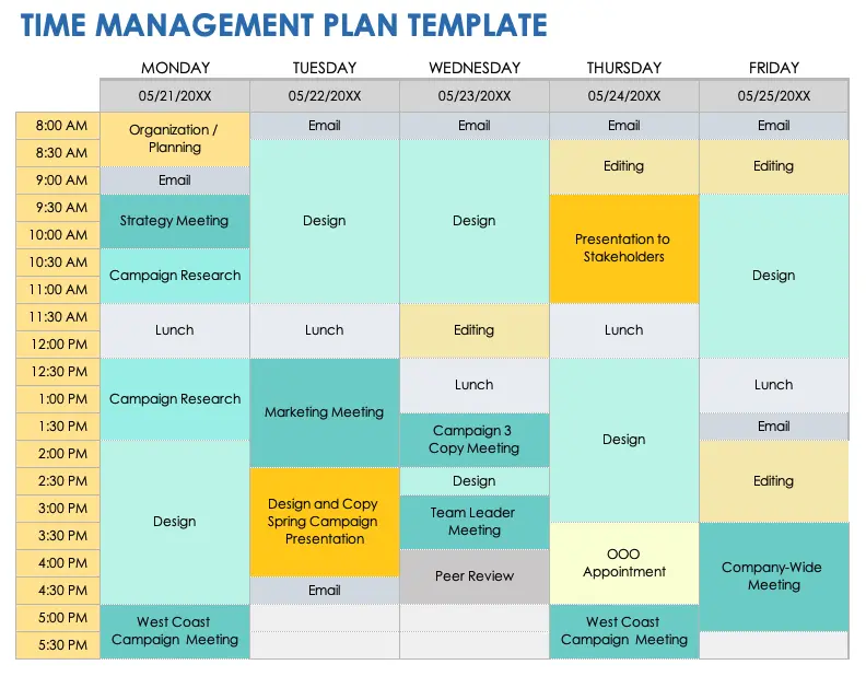 Time Management Plan Template