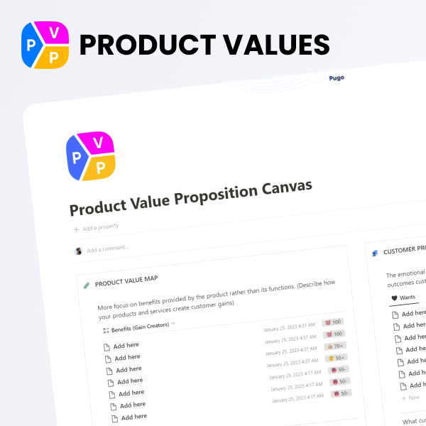 Free Product Value Proposition Canvas for Notion