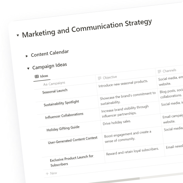 Marketing and Communication Strategy