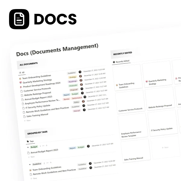Free Notion Docs (Documents Management) Template