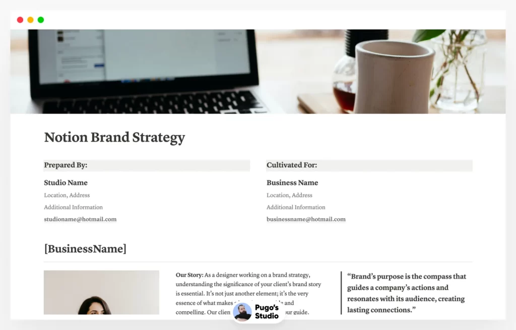 Premium Brand Strategy Template and Planner for Notion