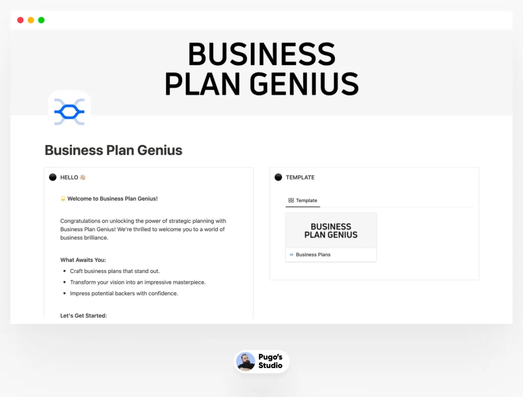 Best Notion Business Business Planning Template (Business Plan Genius)