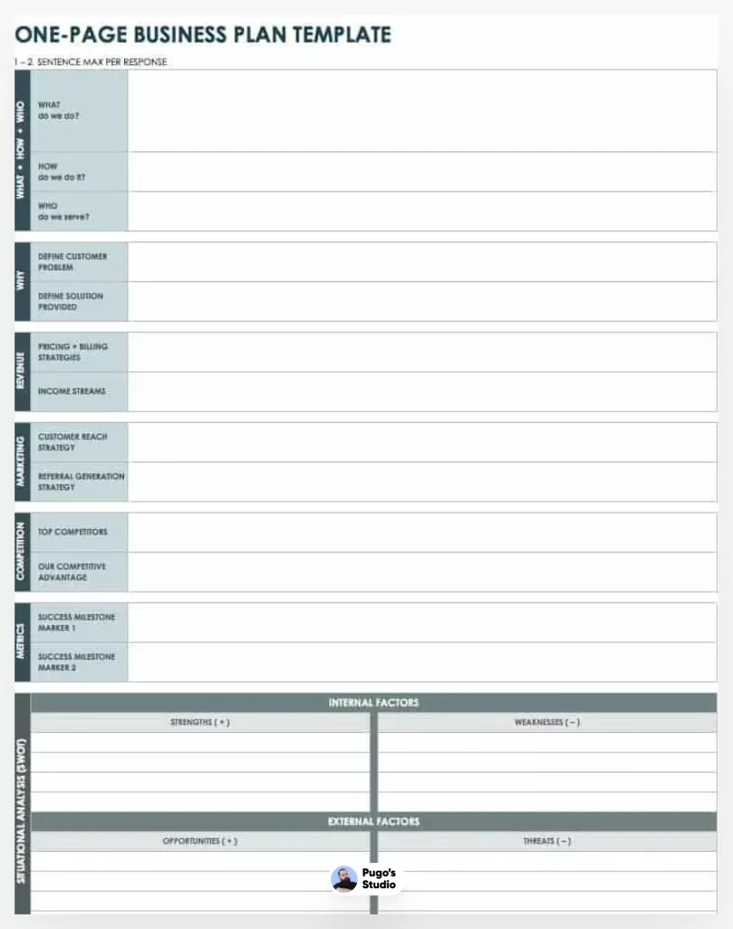 One-Page Business Plan Template