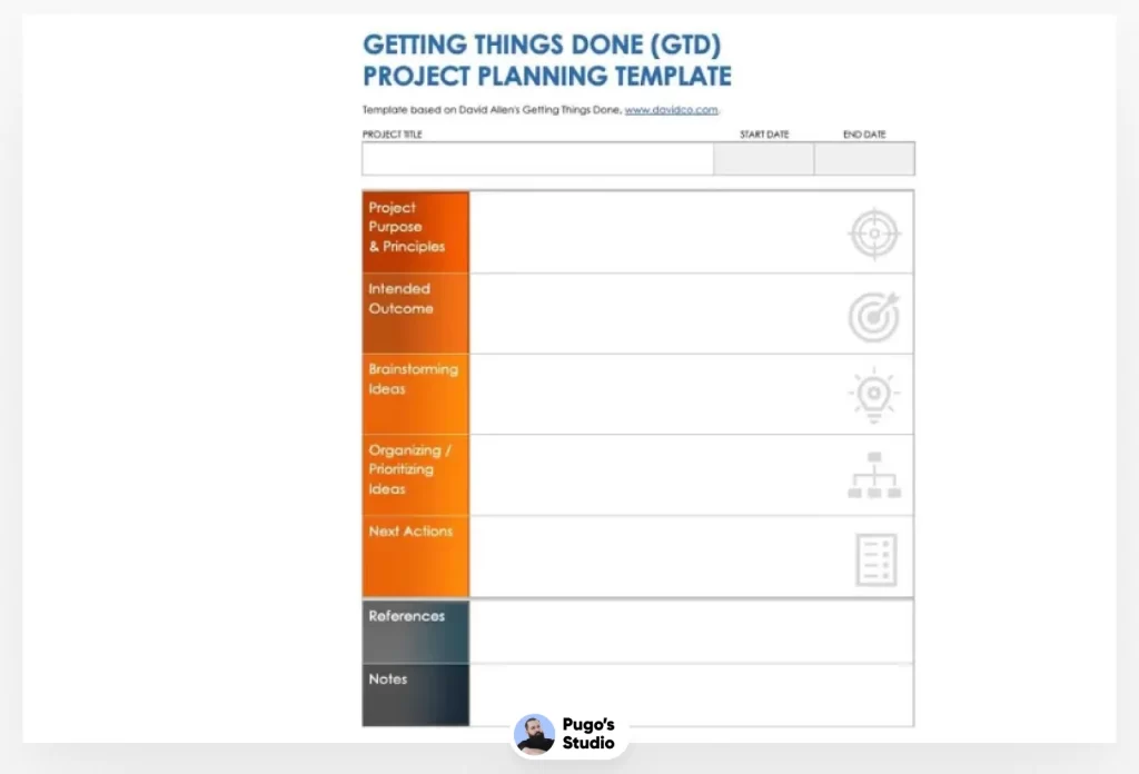 Getting Things Done (GTD) Project Planning Template