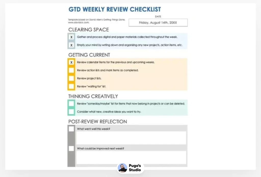 GTD Weekly Review Checklist Template