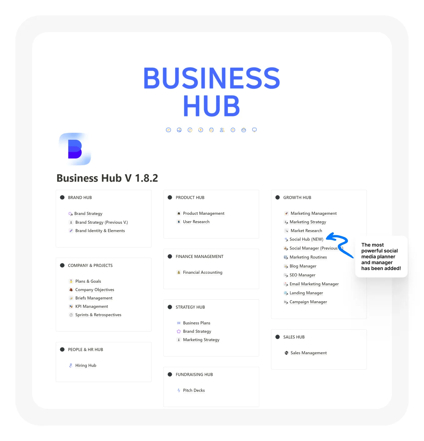 Business Hub Notion Template - V1.8.2 - Dashboard