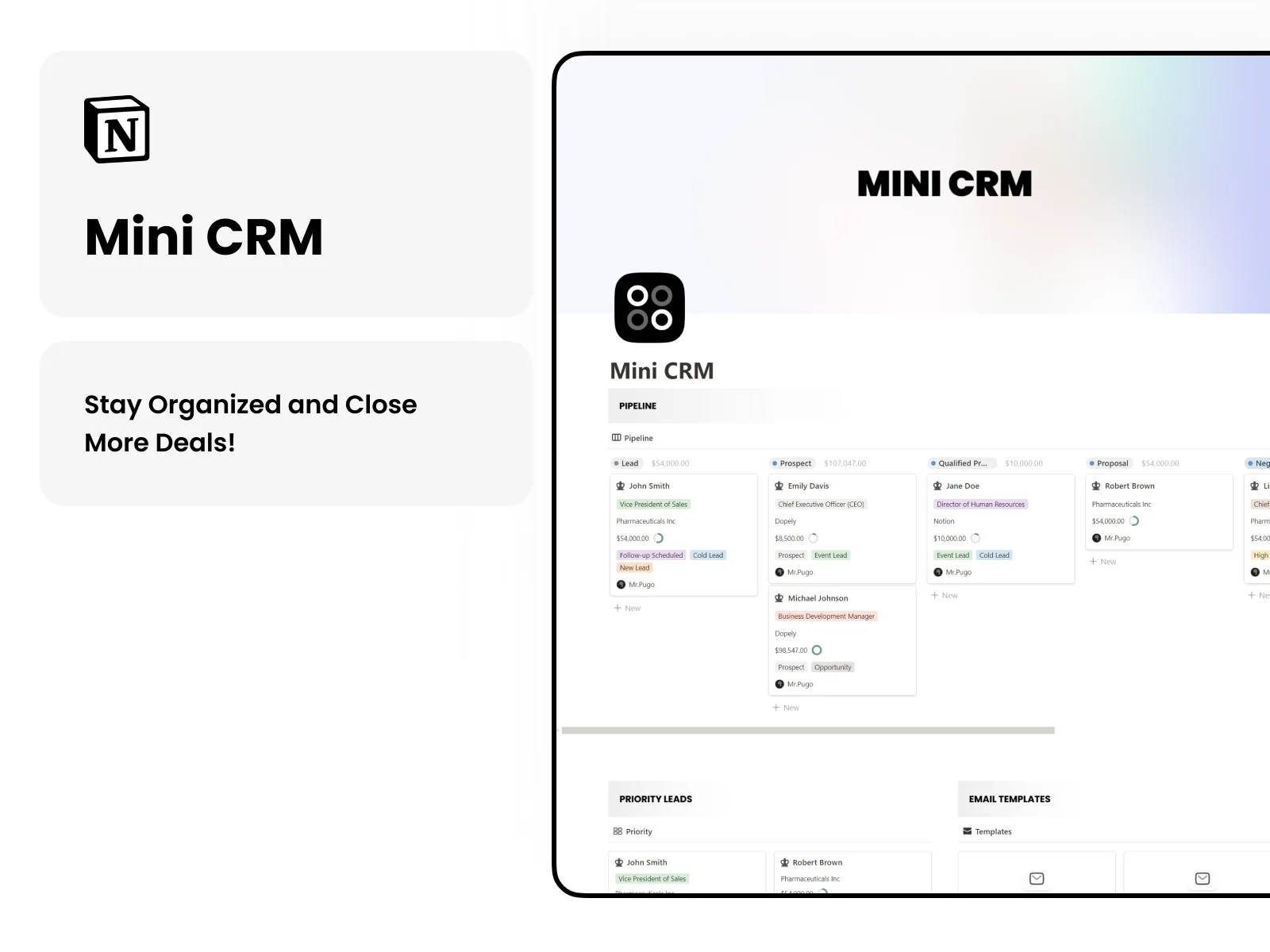 Notion Mini CRM - Free Sales Pipeline CRM Template