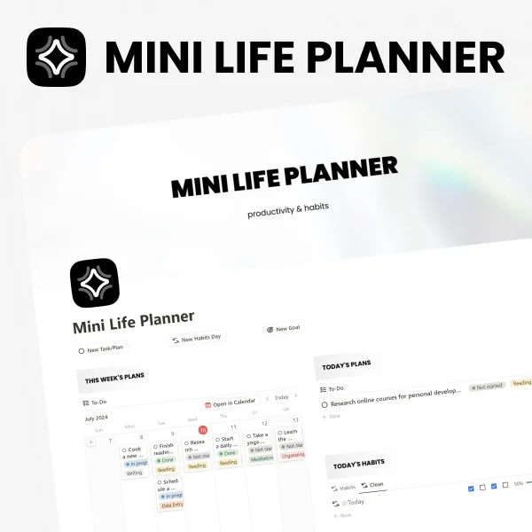 Free Notion Mini Life Planner Template