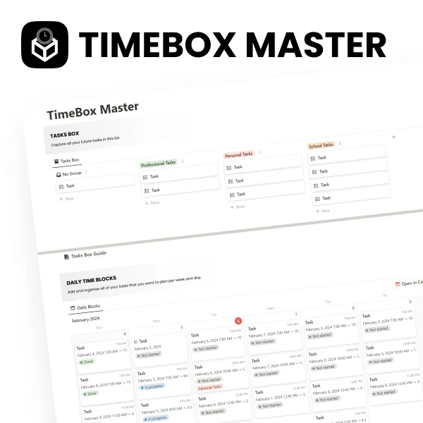 Free TimeBoxing Template for Notion